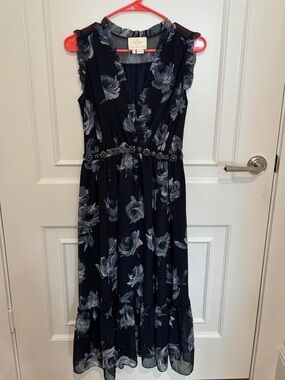 Kate Spade Midnight Rose Beaded Midi Dress
